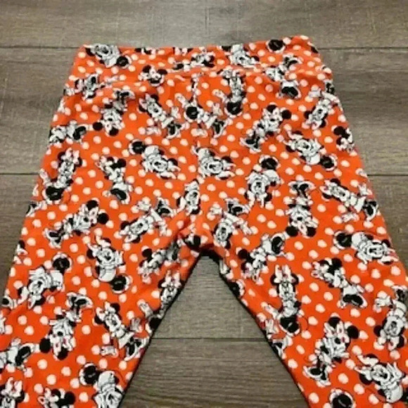 Disney Minnie Mouse Orange‎ Polka Dot Lularoe Leggings Pants Women’s Sz Large - Picture 5 of 6
